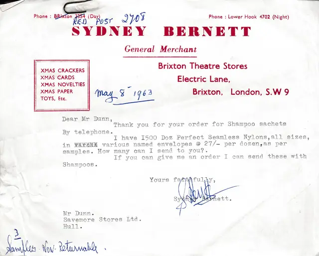 A letter from Brixton: shampoo and nylons